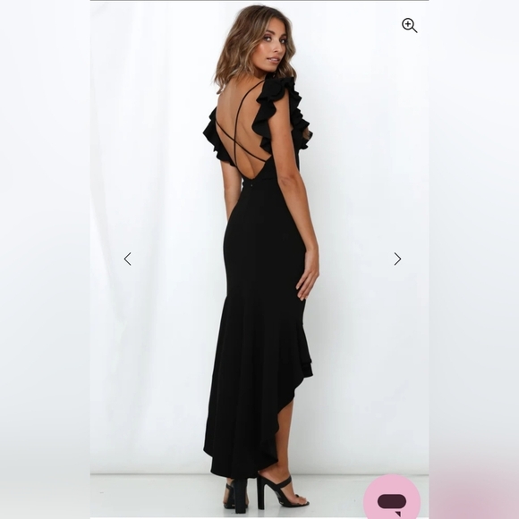 NWT Hello Molly Women's Small Size 4 Hi-Low Ruffle Hem Black Maxi Dress - Picture 11 of 12